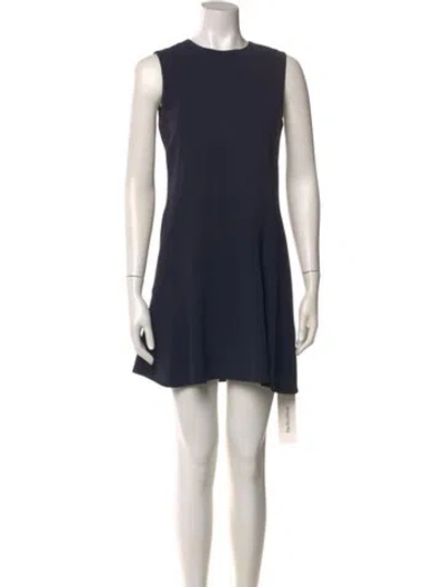 Pre-owned Theory Crew Neck Mini Dress In Blue