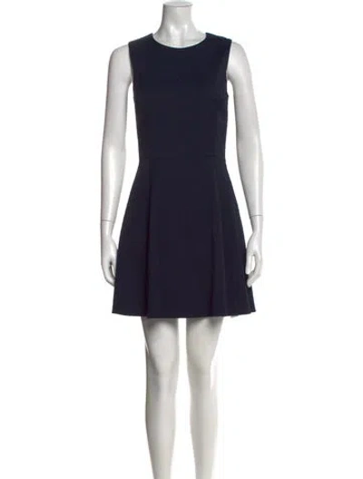 Pre-owned Theory Crew Neck Mini Dress In Blue