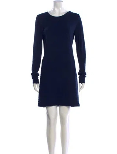 Pre-owned Theory Crew Neck Mini Dress In Blue
