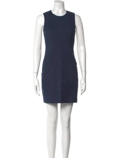 Pre-owned Theory Crew Neck Mini Dress In Blue