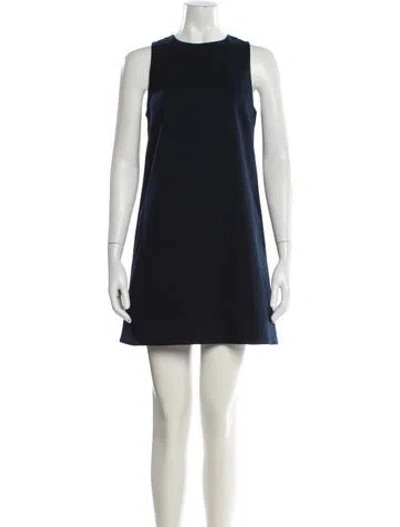 Pre-owned Theory Crew Neck Mini Dress In Blue