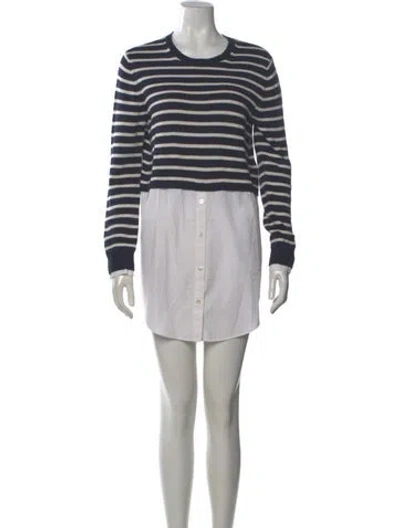 Pre-owned Theory Crew Neck Mini Dress In Blue