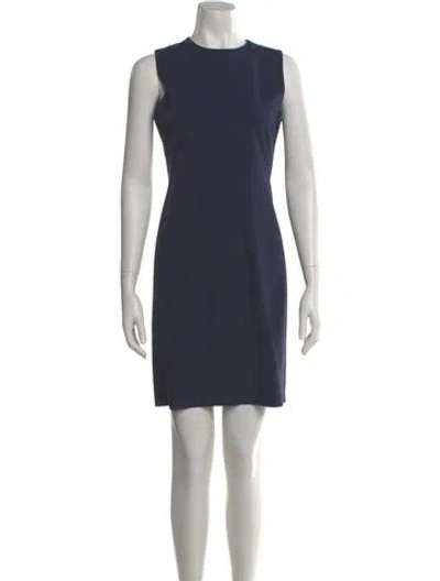 Pre-owned Theory Crew Neck Mini Dress In Blue