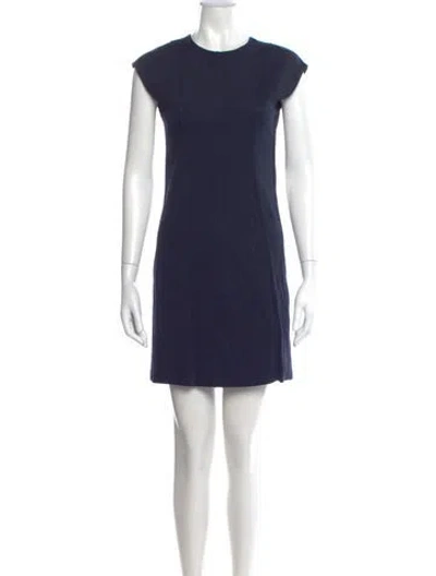 Pre-owned Theory Crew Neck Mini Dress In Blue