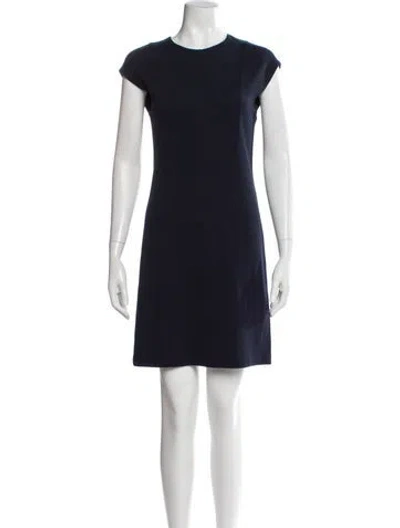 Pre-owned Theory Crew Neck Mini Dress In Blue