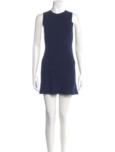 Pre-owned Theory Crew Neck Mini Dress In Blue
