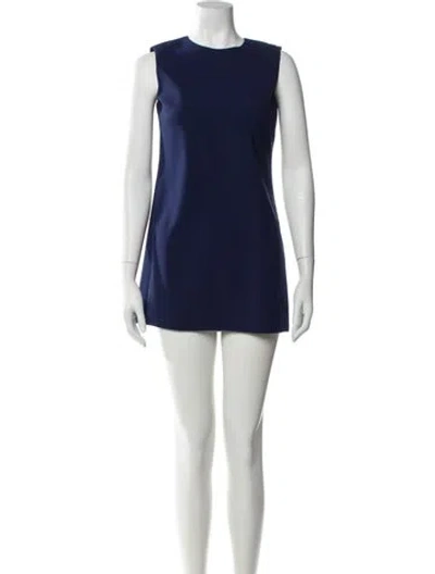 Pre-owned Theory Crew Neck Mini Dress In Blue