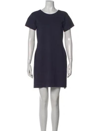 Pre-owned Theory Crew Neck Mini Dress In Blue