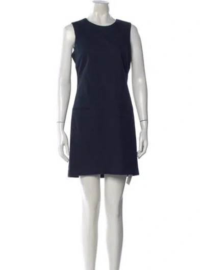 Pre-owned Theory Crew Neck Mini Dress In Blue