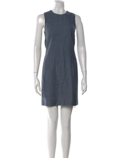 Pre-owned Theory Crew Neck Mini Dress In Blue