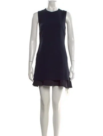 Pre-owned Theory Crew Neck Mini Dress In Blue