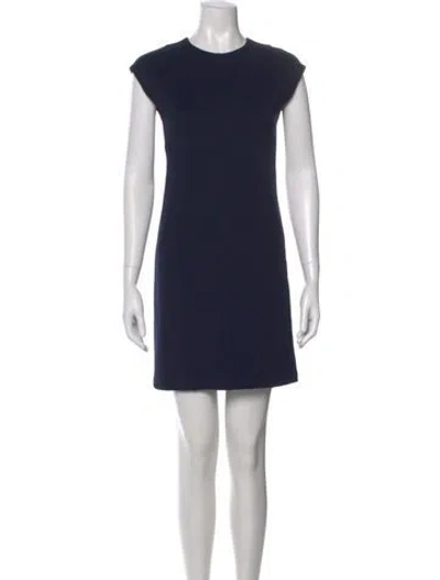 Pre-owned Theory Crew Neck Mini Dress In Blue