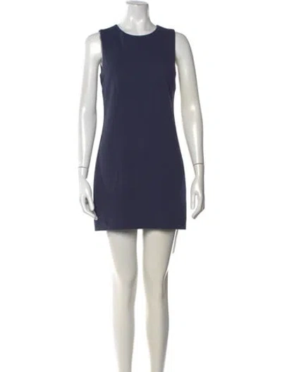 Pre-owned Theory Crew Neck Mini Dress In Blue