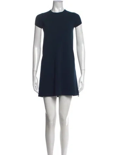 Pre-owned Theory Crew Neck Mini Dress In Blue