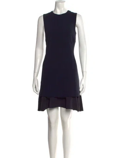 Pre-owned Theory Crew Neck Mini Dress In Blue