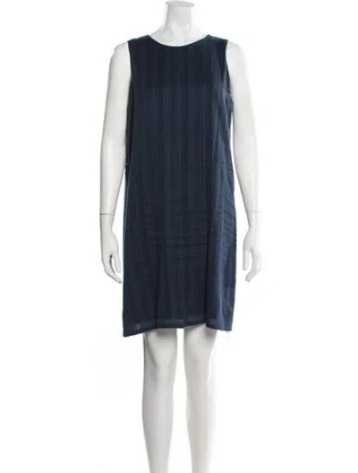 Pre-owned Theory Crew Neck Mini Dress In Blue