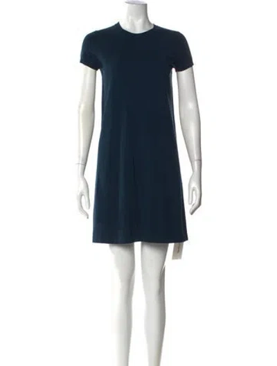 Pre-owned Theory Crew Neck Mini Dress In Blue