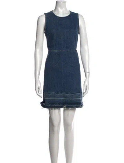 Pre-owned Theory Crew Neck Mini Dress In Blue