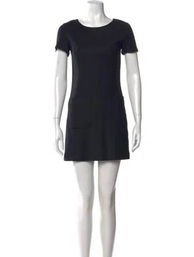 Pre-owned Theory Crew Neck Mini Dress In Blue