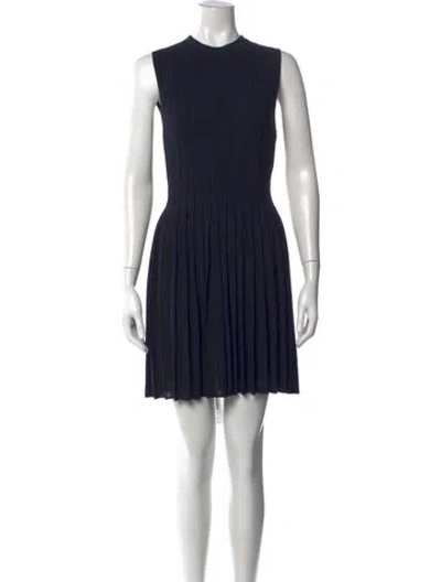 Pre-owned Theory Crew Neck Mini Dress In Blue