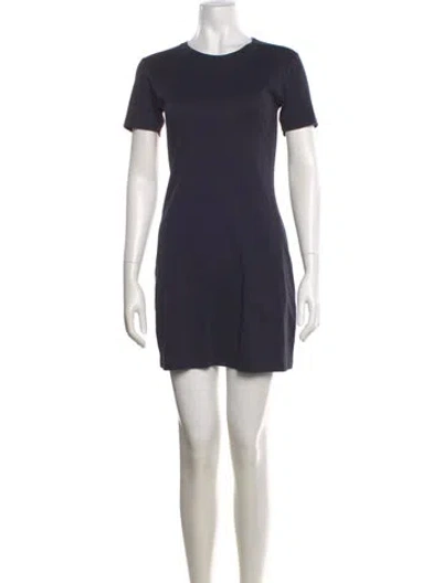 Pre-owned Theory Crew Neck Mini Dress In Blue