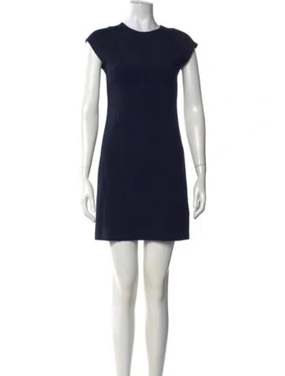 Pre-owned Theory Crew Neck Mini Dress In Blue