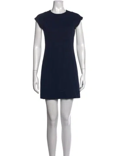 Pre-owned Theory Crew Neck Mini Dress In Blue