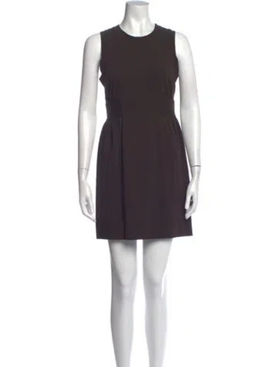 Pre-owned Theory Crew Neck Mini Dress In Brown