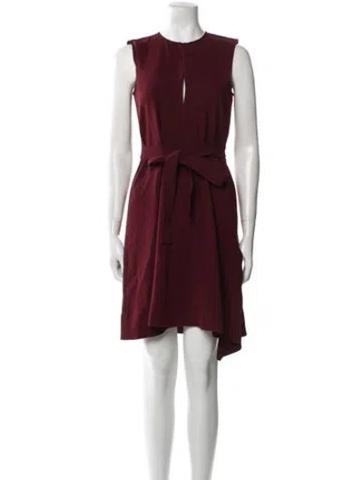 Pre-owned Theory Crew Neck Mini Dress In Burgundy