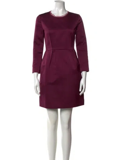 Pre-owned Theory Crew Neck Mini Dress In Burgundy