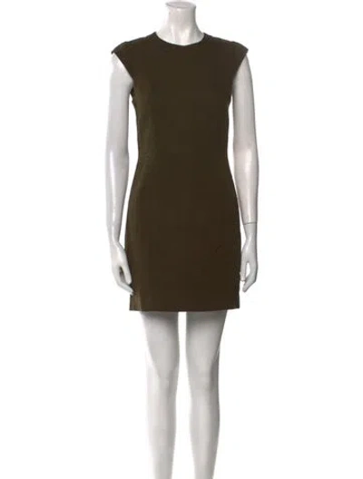 Pre-owned Theory Crew Neck Mini Dress In Green