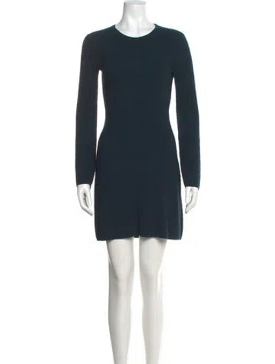 Pre-owned Theory Crew Neck Mini Dress In Green