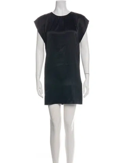Pre-owned Theory Crew Neck Mini Dress In Green