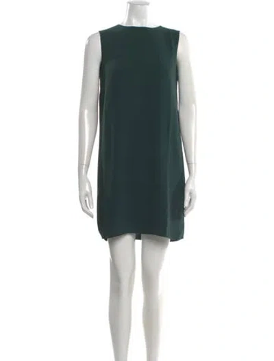 Pre-owned Theory Crew Neck Mini Dress In Green