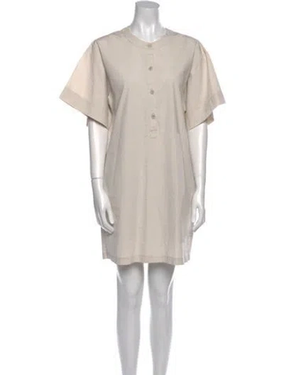 Pre-owned Theory Crew Neck Mini Dress In Neutral