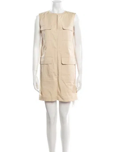 Pre-owned Theory Crew Neck Mini Dress In Neutral