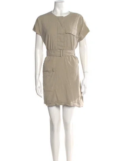 Pre-owned Theory Crew Neck Mini Dress In Neutral