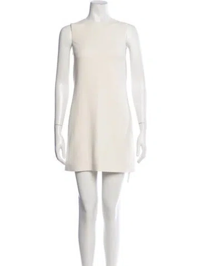 Pre-owned Theory Crew Neck Mini Dress In Neutrals