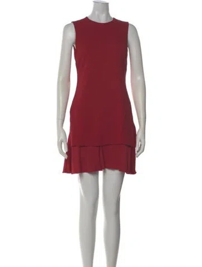 Pre-owned Theory Crew Neck Mini Dress In Red