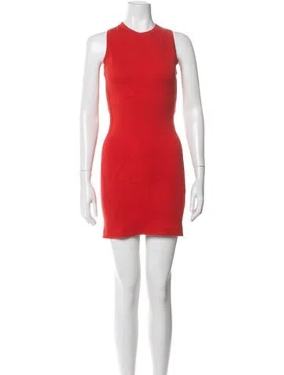 Pre-owned Theory Crew Neck Mini Dress In Red
