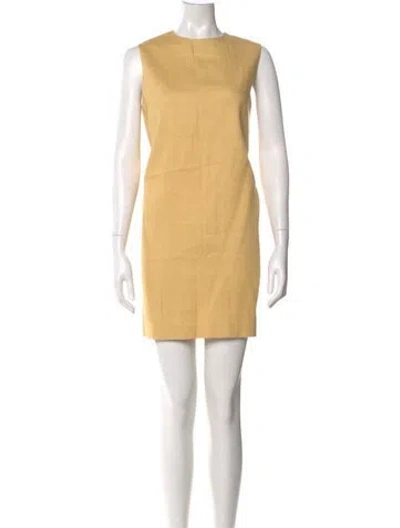 Pre-owned Theory Crew Neck Mini Dress In Yellow