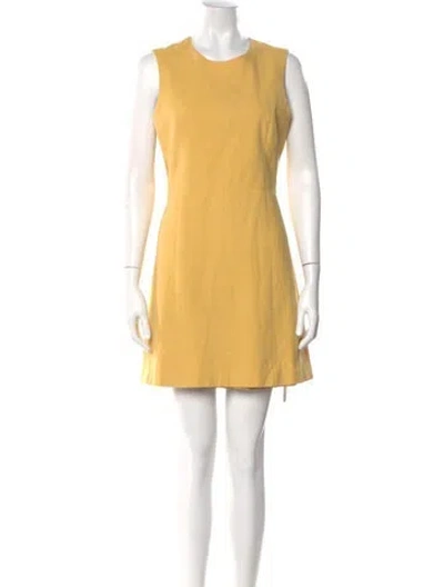 Pre-owned Theory Crew Neck Mini Dress In Yellow