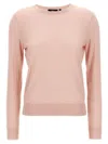 Theory 'round Neck Po' Knit Sweater In Pink