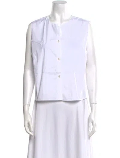 Pre-owned Theory Crew Neck Sleeveless Button-up Top In Neutral