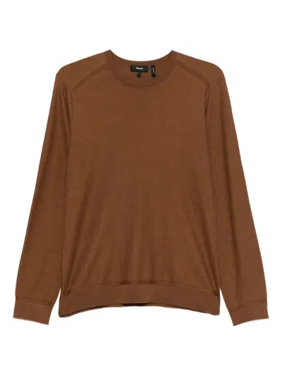 Theory Crew-neck Sweater In Brown