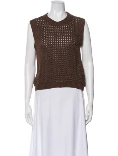 Pre-owned Theory Crew Neck Sweater In Brown