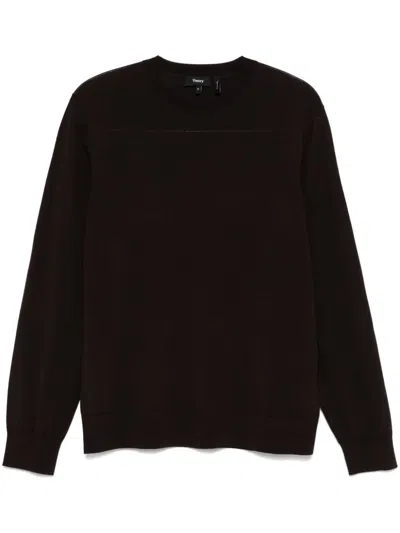 Theory Crew Neck Jumper In Brown