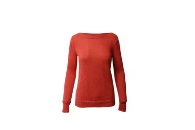 Theory Crew Neck Sweater In Coral Wool In Orange