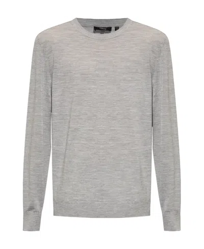 Theory Wool Jersey Crew Neck Top Long Sleeves In Gray