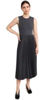 Theory Pleated Midi Dress In Charcoal Melange